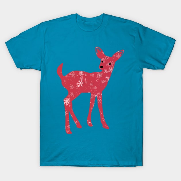 Deer with red christmas pattern T-Shirt by FlippinTurtles